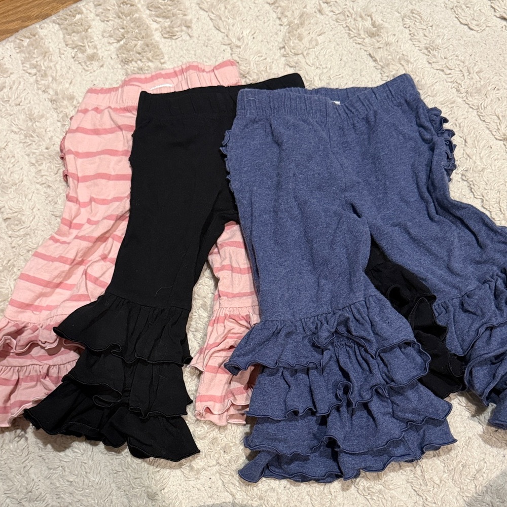 Ruffle Butts Kids Leggings - Pink, Black, and Blue